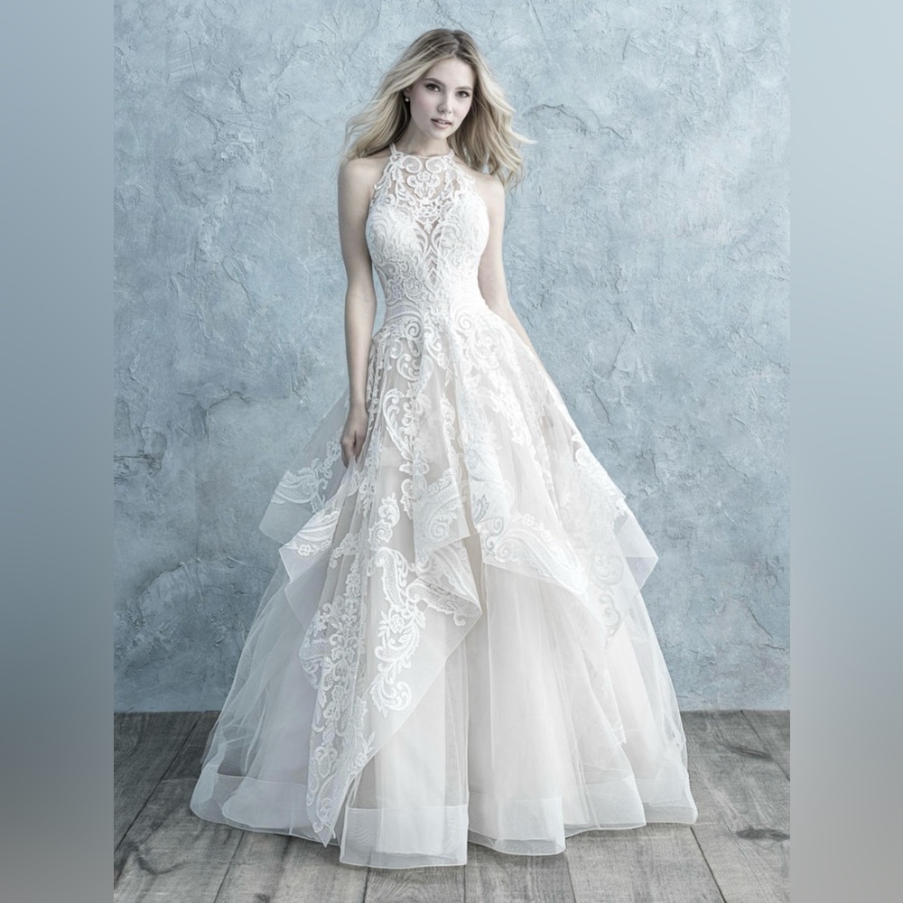 Lace halter top wedding dress